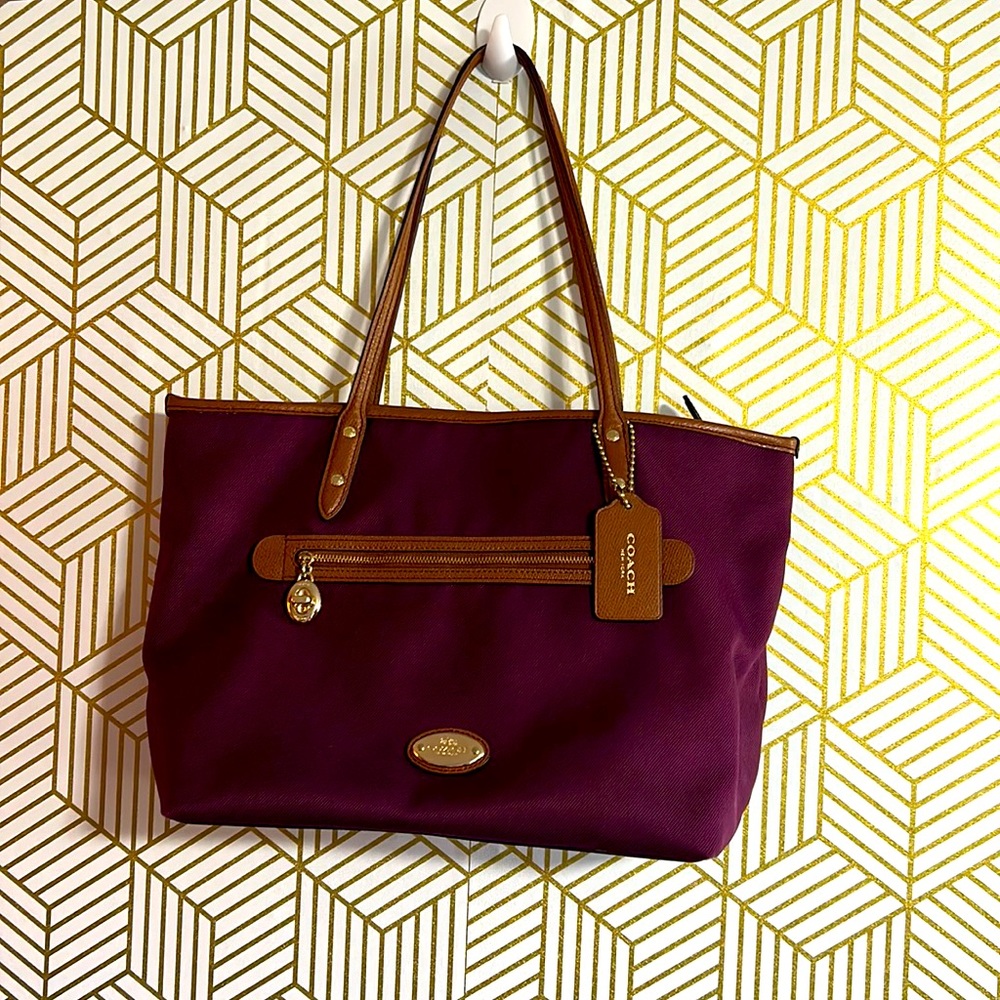 Coach purple tote bag